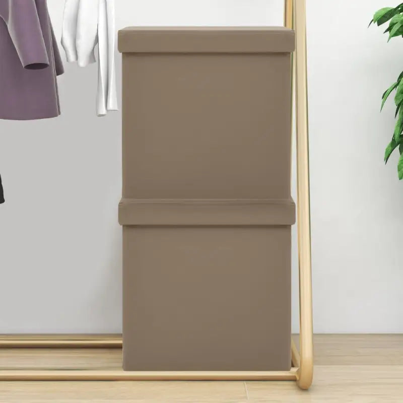 Inklapbare Opbergkruk voor Extra Zit en Opbergruimte - Cappuccino / 2 - Klapstoelen & krukken