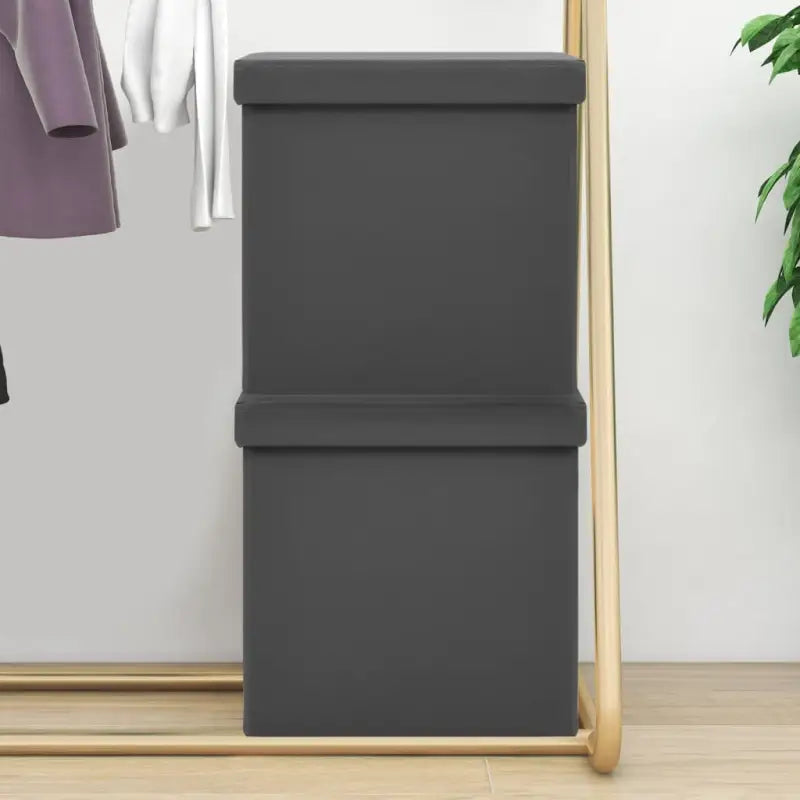 Inklapbare Opbergkruk voor Extra Zit en Opbergruimte - Grijs / 2 - Klapstoelen & krukken