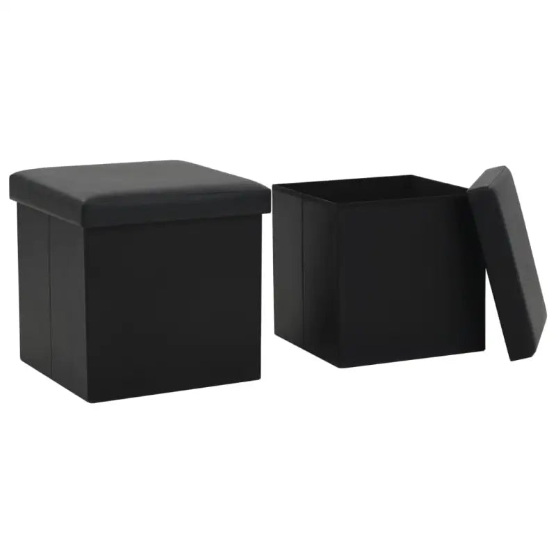 Inklapbare Opbergkruk voor Extra Zit en Opbergruimte - Zwart / 2 - Klapstoelen & krukken