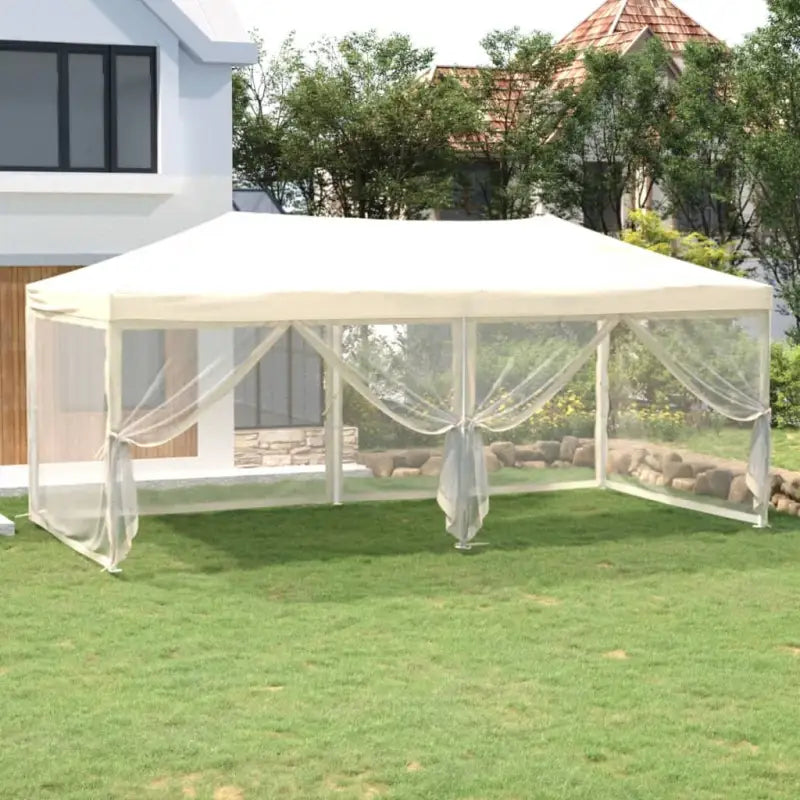Inklapbare partytent van 210d Oxford stof met zilverkleurige coating - Crème / 3 x 6 m / 1 - Partytenten & prieëlen