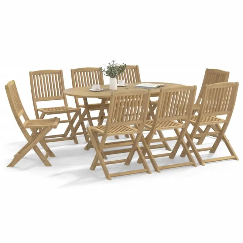 Inklapbare tuinset met massief acaciahout en afmetingen tafel - Lichtbruin / Zonder armleuning - Tuinsets