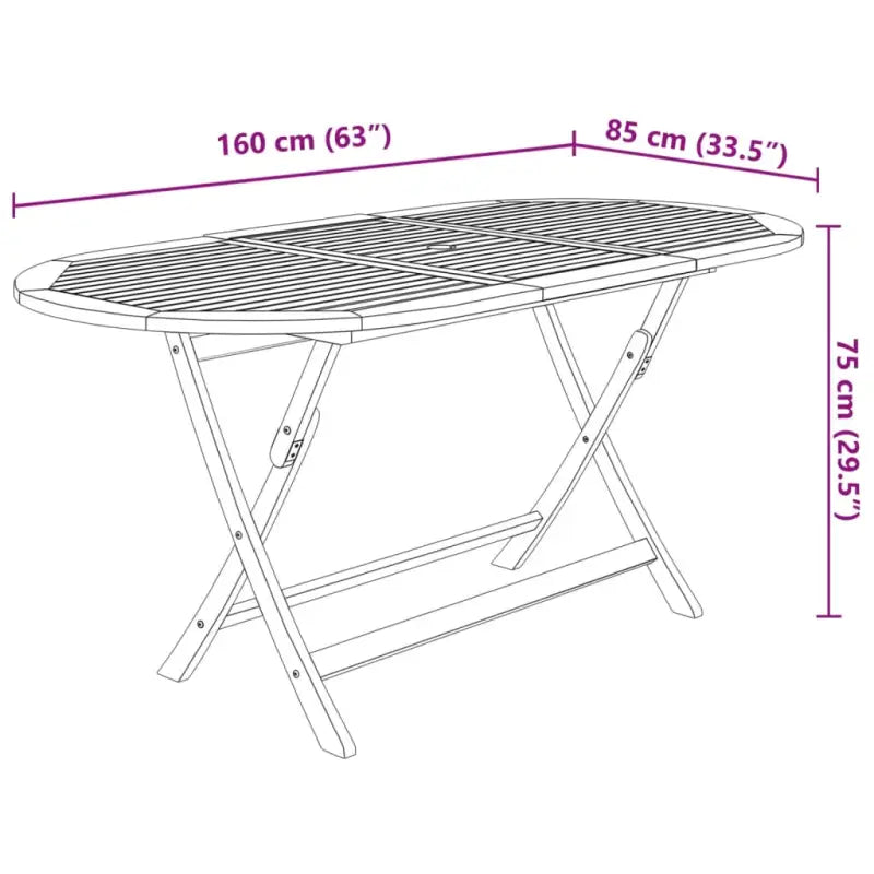 Inklapbare tuinset met massief acaciahout en afmetingen tafel - Tuinsets
