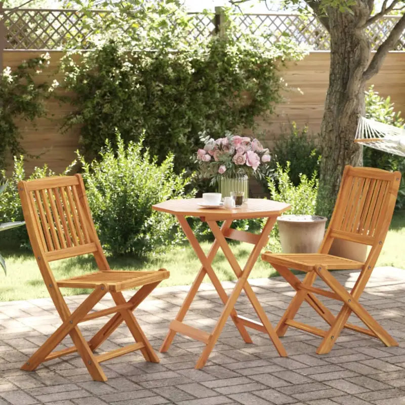 Inklapbare tuinset met massief acaciahout voor buiten dineren - 70 cm / without armrests / Achthoekig - Tuinsets