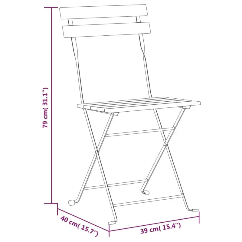 Inklapbare tuinstoelen van massief acaciahout met stalen frame - Tuinstoelen