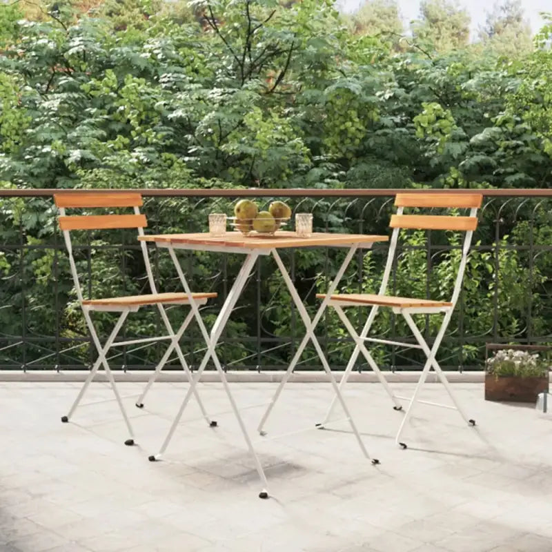 Inklapbare tuinstoelen van massief acaciahout met stalen frame - Wit / 2 - Tuinstoelen