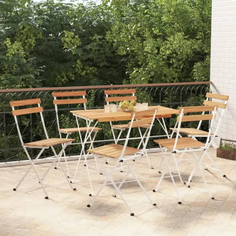 Inklapbare tuinstoelen van massief acaciahout met stalen frame - Wit / 6 - Tuinstoelen