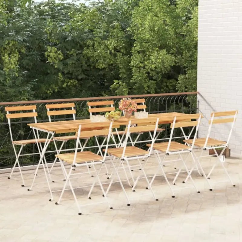 Inklapbare tuinstoelen van massief acaciahout met stalen frame - Wit / 8 - Tuinstoelen