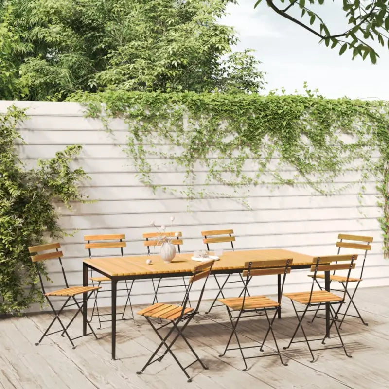 Inklapbare tuinstoelen van massief acaciahout met stalen frame - Zwart / 8 - Tuinstoelen