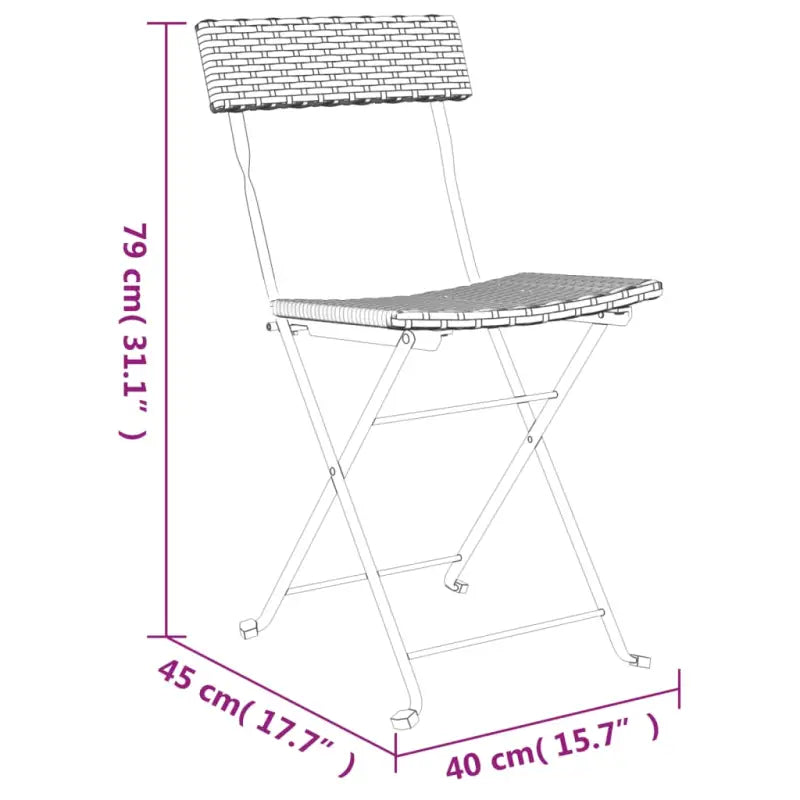 Inklapbare tuinstoelen van poly rattan voor tuin en terras - Tuinstoelen