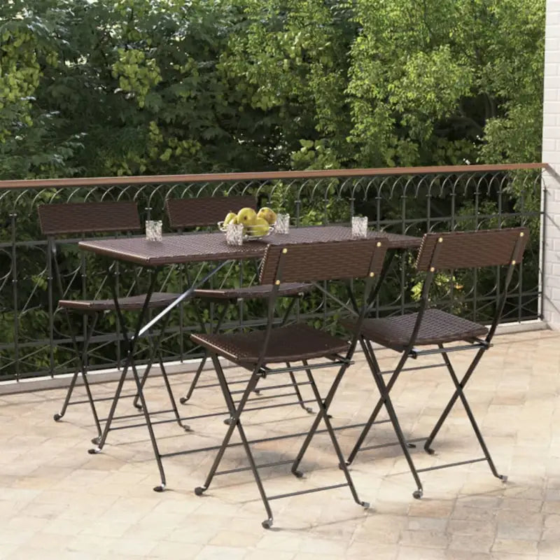 Inklapbare tuinstoelen van poly rattan voor tuin en terras - Bruin / 4 - Tuinstoelen