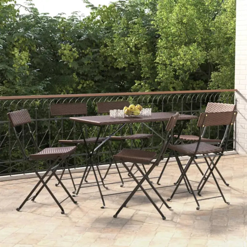 Inklapbare tuinstoelen van poly rattan voor tuin en terras - Bruin / 6 - Tuinstoelen