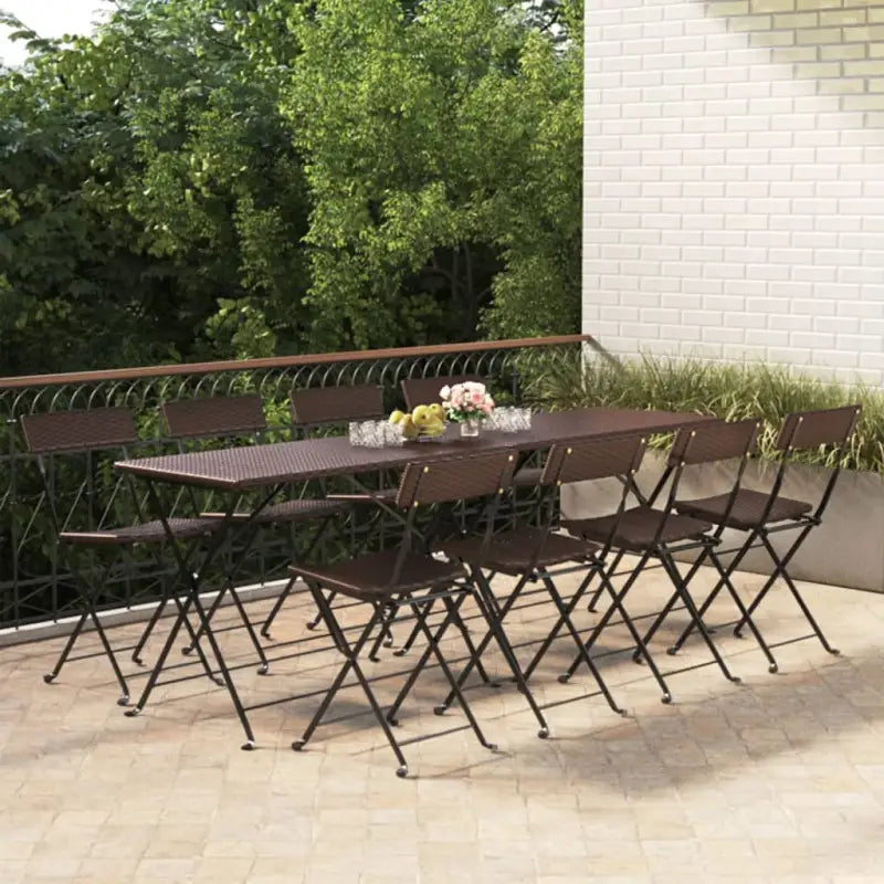 Inklapbare tuinstoelen van poly rattan voor tuin en terras - Bruin / 8 - Tuinstoelen