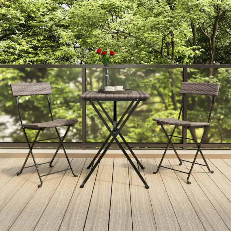 Inklapbare tuinstoelen van poly rattan voor tuin en terras - Grijs / 2 - Tuinstoelen