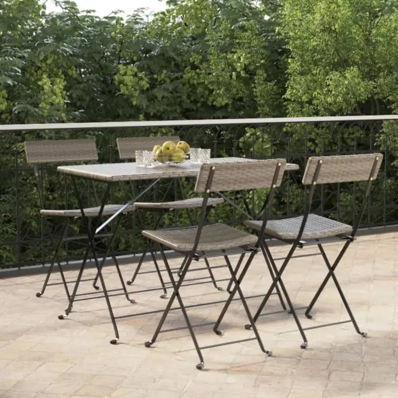 Inklapbare tuinstoelen van poly rattan voor tuin en terras - Grijs / 4 - Tuinstoelen