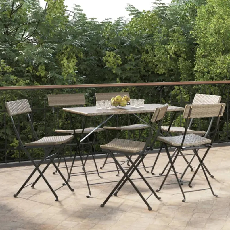Inklapbare tuinstoelen van poly rattan voor tuin en terras - Grijs / 6 - Tuinstoelen