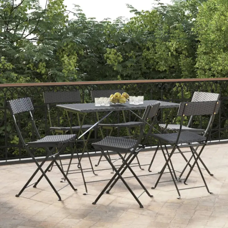 Inklapbare tuinstoelen van poly rattan voor tuin en terras - Zwart / 6 - Tuinstoelen