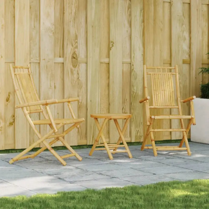 Inklapbare tuintafel en tuinstoel bamboe tuinset voor buiten gebruik - Tuinsets