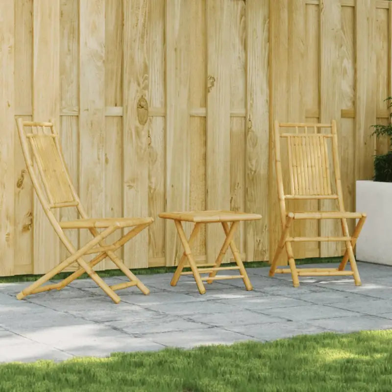 Inklapbare tuintafel en tuinstoel bamboe tuinset voor buiten gebruik - 46 x 66 x 99 cm (w x d x h) / l x w x h