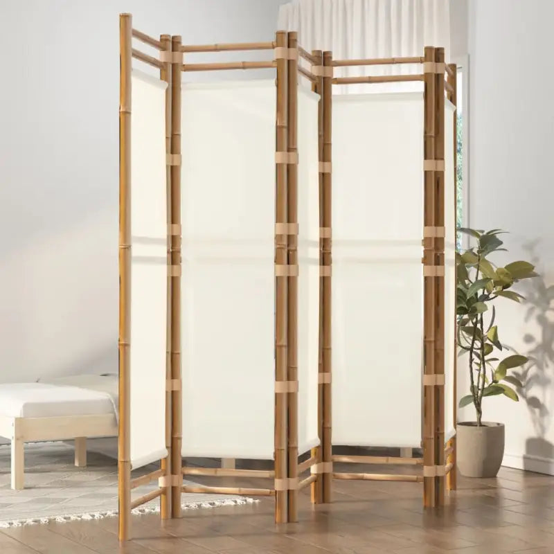 Kamer scheidingsscherm van bamboe voor privacy en rust - Crèmewit / 200 x 180 cm - Kamerschermen