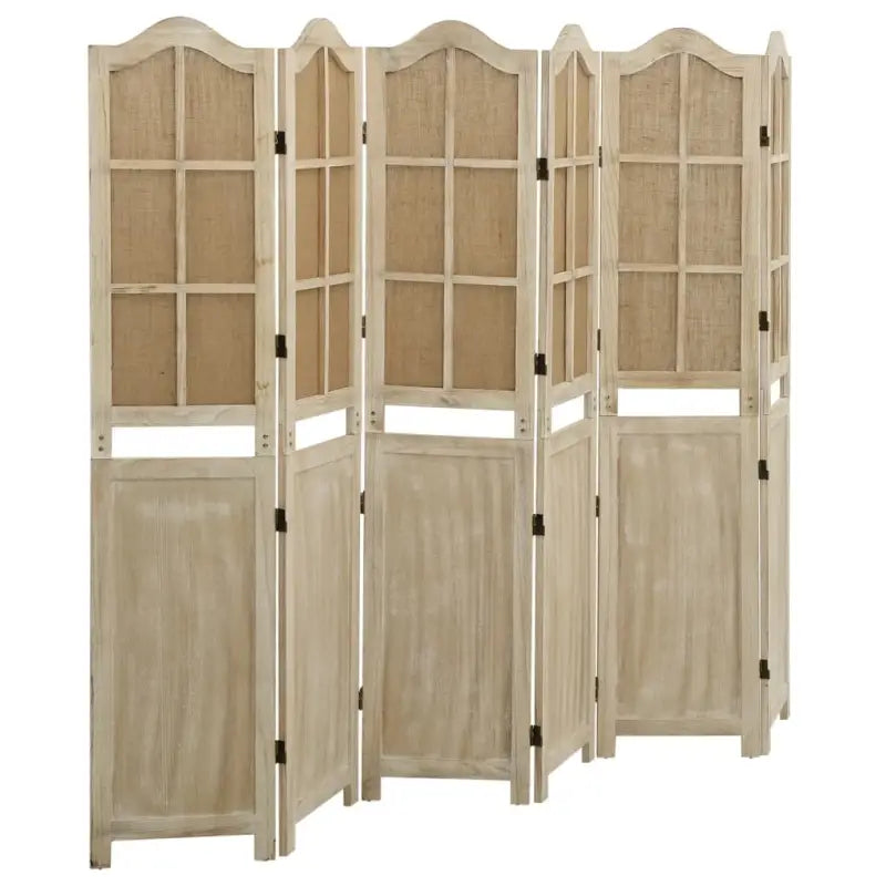 Kamerscherm in vintage-stijl van massief paulowniahout - 214 x 165 cm / 6 - Kamerschermen