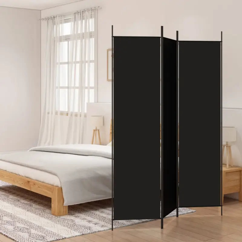 Kamerscherm met ademende stof voor privacy en sfeervolle indeling - Zwart / 150 x 200 cm / 3 - Kamerschermen
