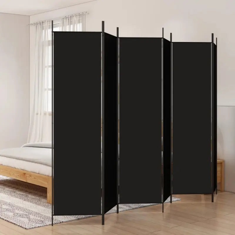 Kamerscherm met ademende stof voor privacy en sfeervolle indeling - Zwart / 300 x 200 cm / 6 - Kamerschermen
