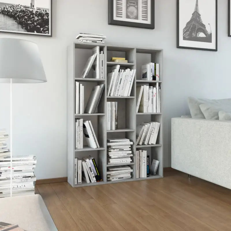 Kamerscherm met strak ontwerp van bewerkt hout voor in huis - Betongrijs - Kamerschermen