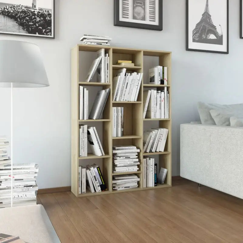 Kamerscherm met strak ontwerp van bewerkt hout voor in huis - Sonoma eiken - Kamerschermen