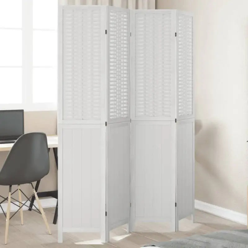 Kamerscherm van massief Paulowniahout met bewerkt hout en eenvoudig schoon ontwerp - 40 x 200 cm / 4 - Kamerschermen