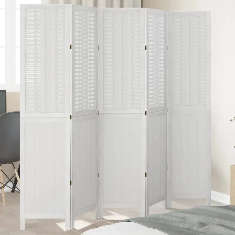 Kamerscherm van massief Paulowniahout met bewerkt hout en eenvoudig schoon ontwerp - 40 x 180 cm / 5 - Kamerschermen