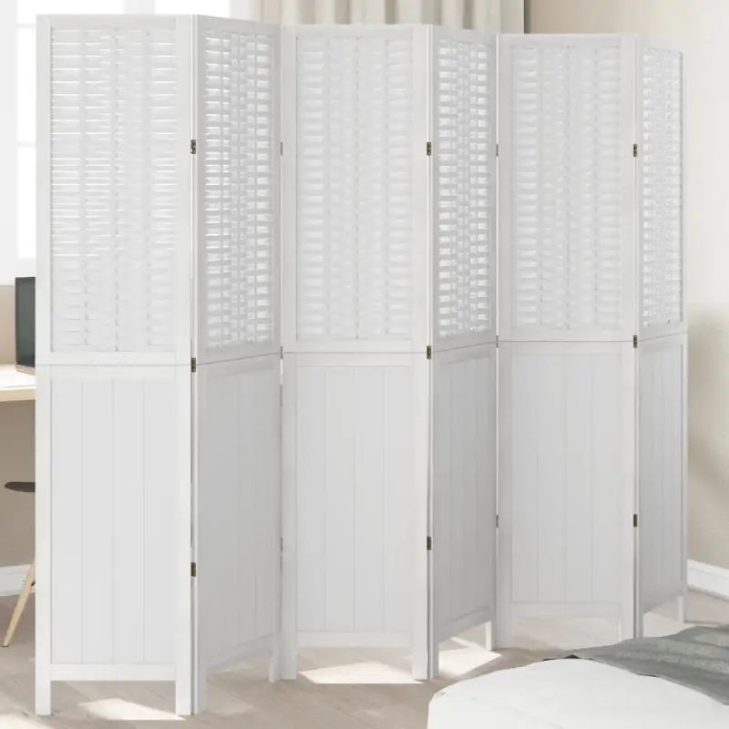 Kamerscherm van massief Paulowniahout met bewerkt hout en eenvoudig schoon ontwerp - 40 x 180 cm / 6 - Kamerschermen