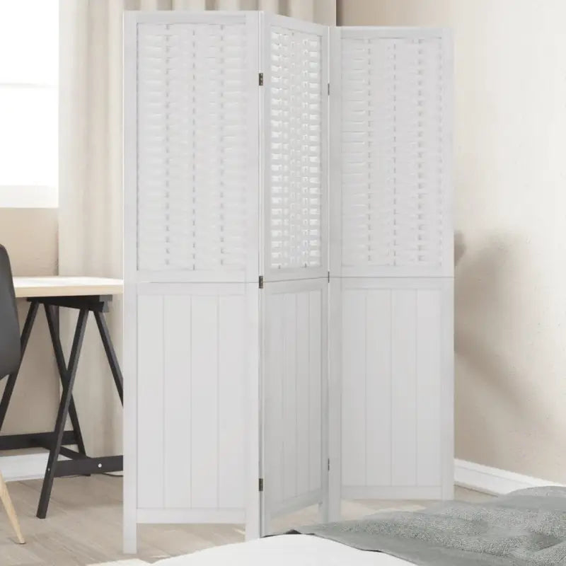 Kamerscherm van massief Paulowniahout met bewerkt hout en eenvoudig schoon ontwerp - 40 x 160 cm / 3 - Kamerschermen
