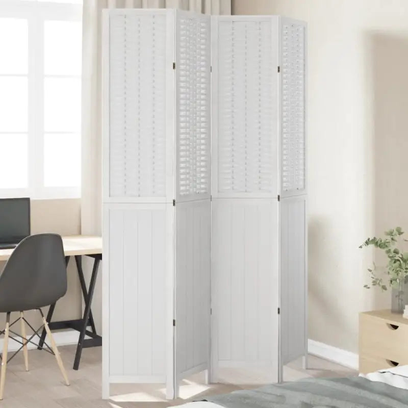 Kamerscherm van massief Paulowniahout met bewerkt hout en eenvoudig schoon ontwerp - 40 x 220 cm / 4 - Kamerschermen