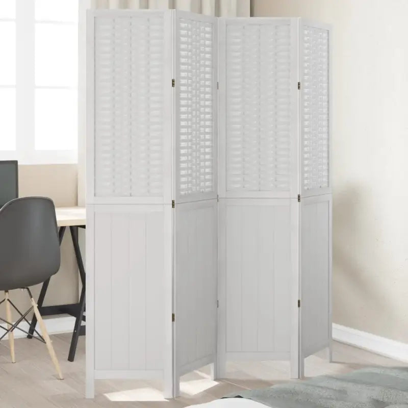 Kamerscherm van massief Paulowniahout met bewerkt hout en eenvoudig schoon ontwerp - 40 x 180 cm / 4 - Kamerschermen