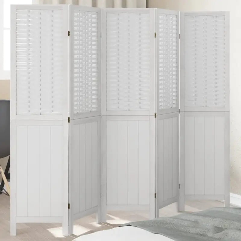 Kamerscherm van massief Paulowniahout met bewerkt hout en eenvoudig schoon ontwerp - 40 x 160 cm / 5 - Kamerschermen