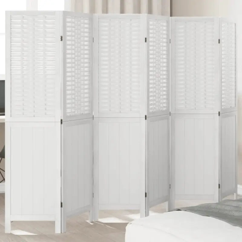 Kamerscherm van massief Paulowniahout met bewerkt hout en eenvoudig schoon ontwerp - 40 x 160 cm / 6 - Kamerschermen