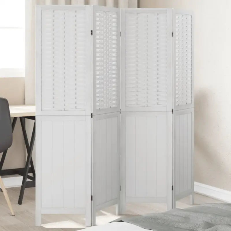 Kamerscherm van massief Paulowniahout met bewerkt hout en eenvoudig schoon ontwerp - 40 x 160 cm / 4 - Kamerschermen