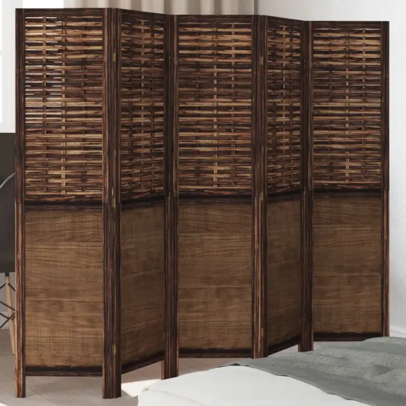 Kamerscherm van massief paulowniahout met verbrande uitstraling - 40 x 160 cm / 5 - Kamerschermen