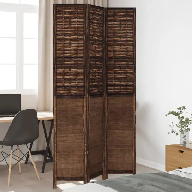 Kamerscherm van massief paulowniahout met verbrande uitstraling - 40 x 220 cm / 3 - Kamerschermen