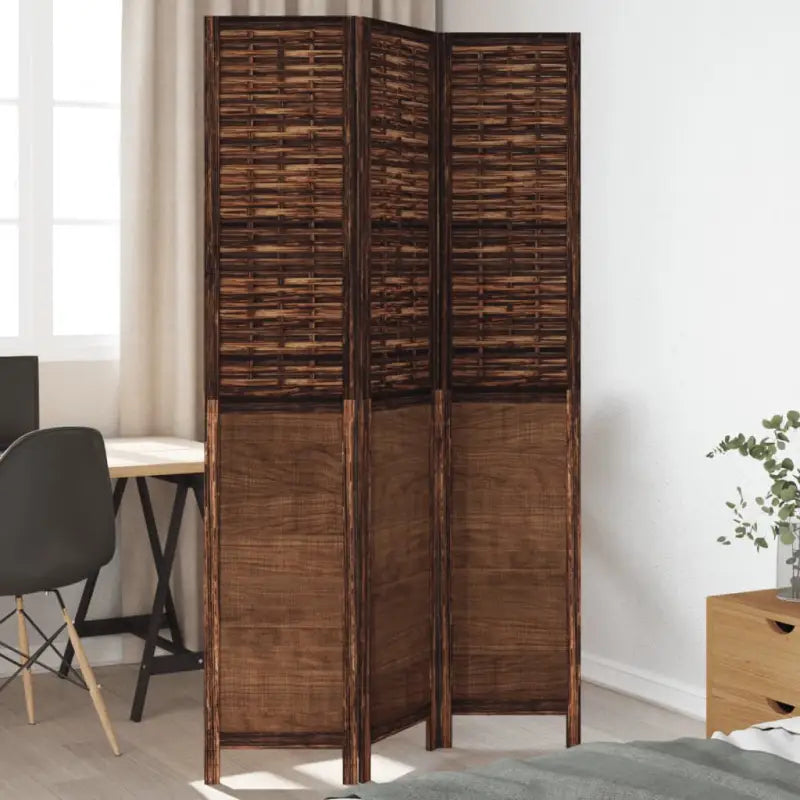Kamerscherm van massief paulowniahout met verbrande uitstraling - 40 x 200 cm / 3 - Kamerschermen