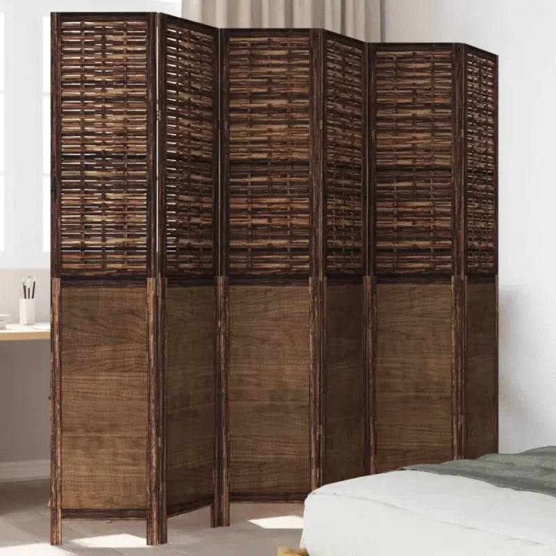 Kamerscherm van massief paulowniahout met verbrande uitstraling - 40 x 200 cm / 6 - Kamerschermen