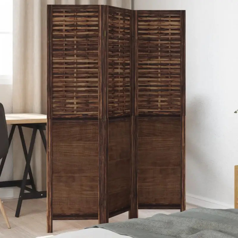 Kamerscherm van massief paulowniahout met verbrande uitstraling - 40 x 160 cm / 3 - Kamerschermen