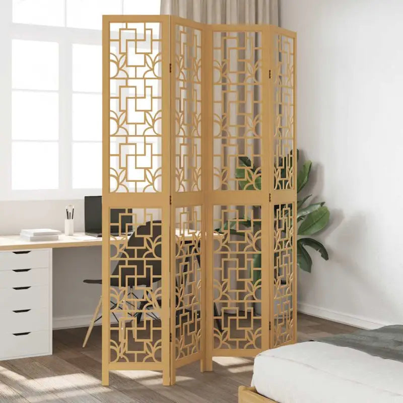 Kamerscherm van massief paulowniahout voor eenvoudig schoon gebruik binnenshuis - 40 x 220 cm / 4 - Kamerschermen