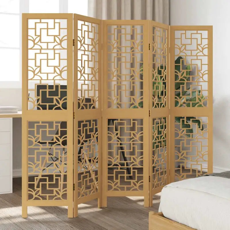 Kamerscherm van massief paulowniahout voor eenvoudig schoon gebruik binnenshuis - 40 x 160 cm / 5 - Kamerschermen