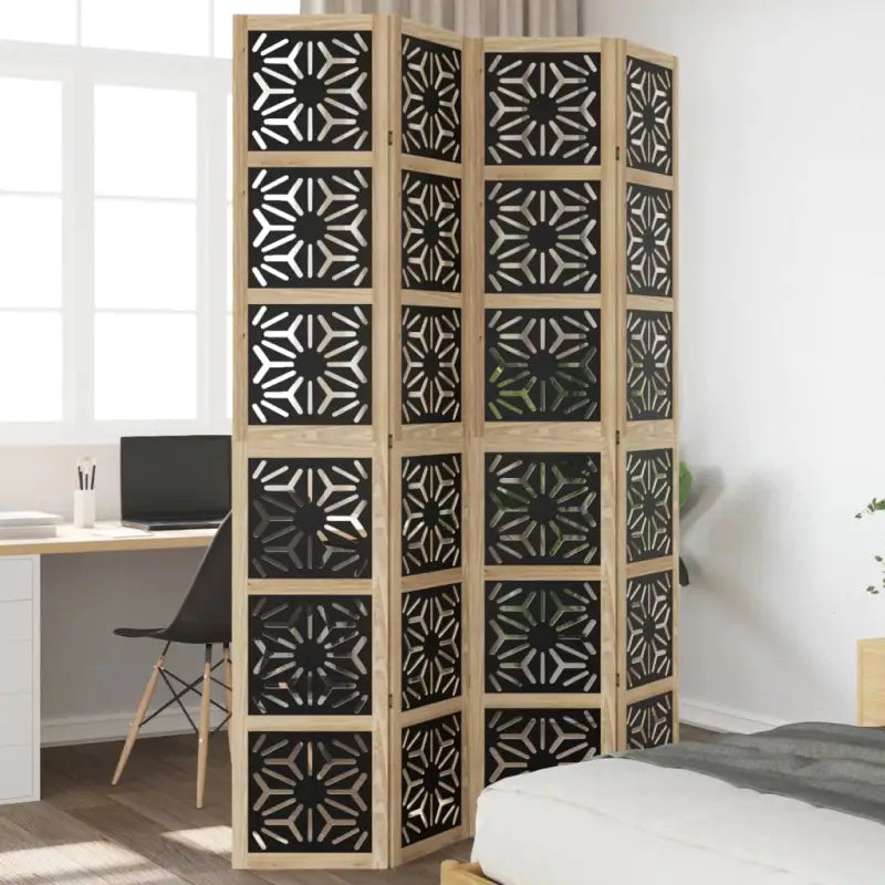 Kamerscherm van massief paulowniahout voor gebruik binnenshuis en eenvoudig schoon - 40 x 220 cm / 4 - Kamerschermen