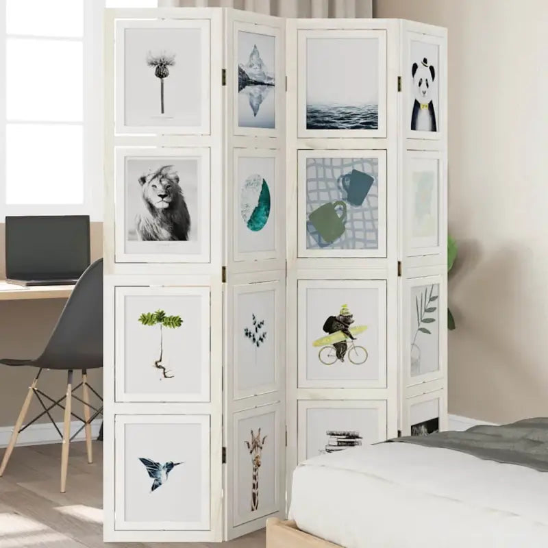 Kamerscherm van massief paulowniahout voor gebruik binnenshuis - 40 x 180 cm / 4 - Kamerschermen