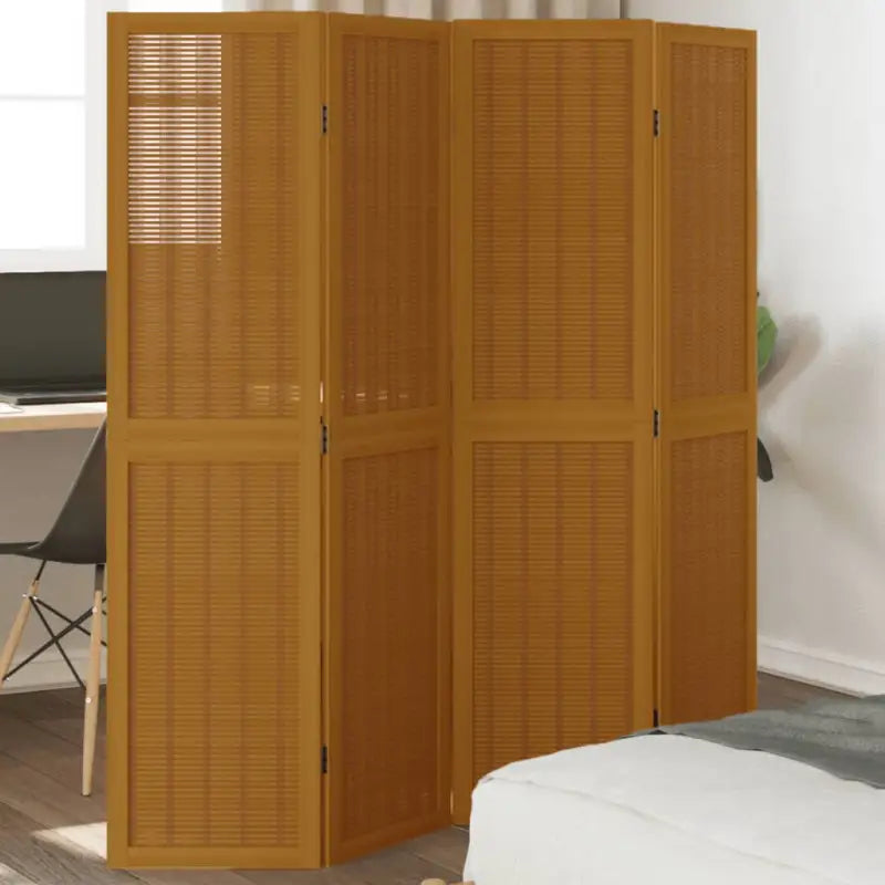 Kamerscherm van massief paulowniahout voor gebruik binnenshuis eenvoudig schoon - 40 x 160 cm / 4 - Kamerschermen