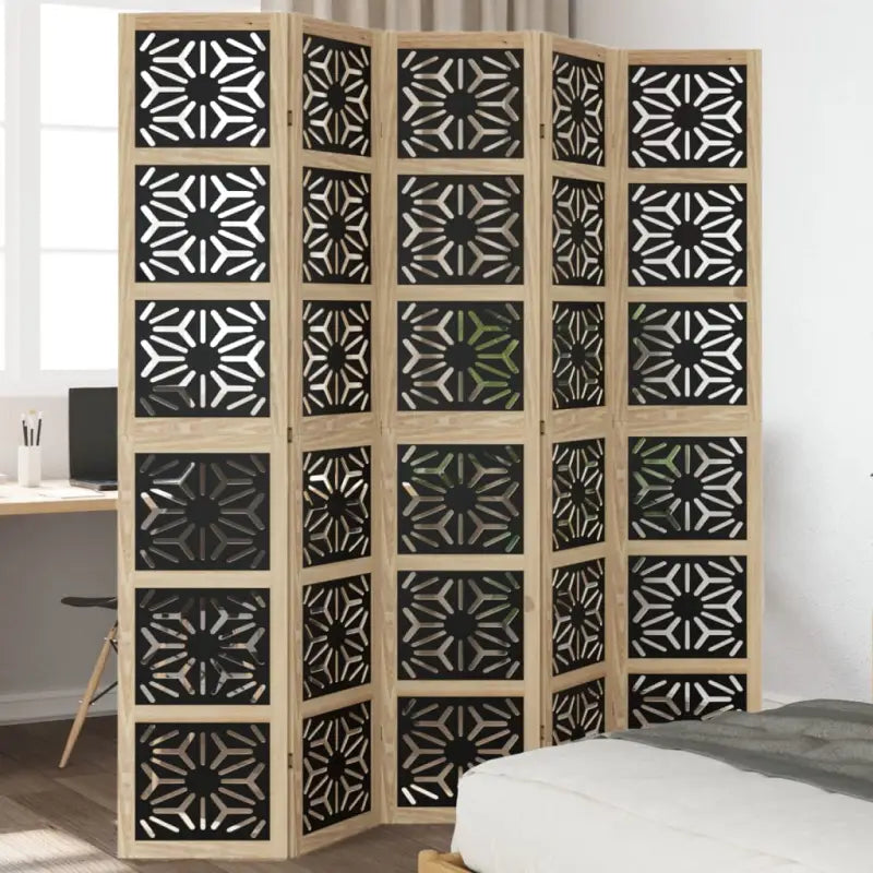 Kamerscherm van massief paulowniahout voor gebruik binnenshuis en eenvoudig schoon - 40 x 200 cm / 5 - Kamerschermen