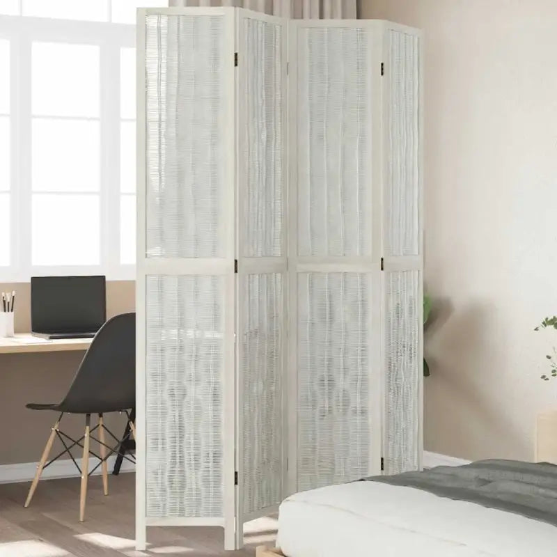 Kamerscherm van wilgentakken voor gebruik binnenshuis met massief paulowniahout - 40 x 220 cm / 4 - Kamerschermen