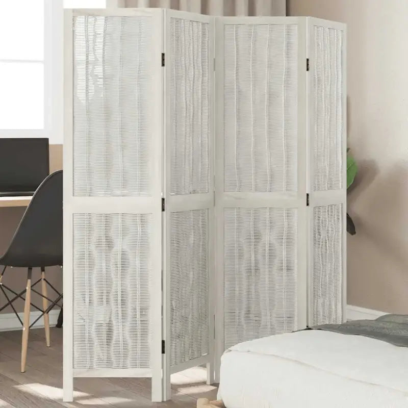 Kamerscherm van wilgentakken voor gebruik binnenshuis met massief paulowniahout - 40 x 160 cm / 4 - Kamerschermen